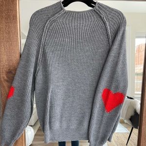 Heart-on-sleeve Knit Sweater
